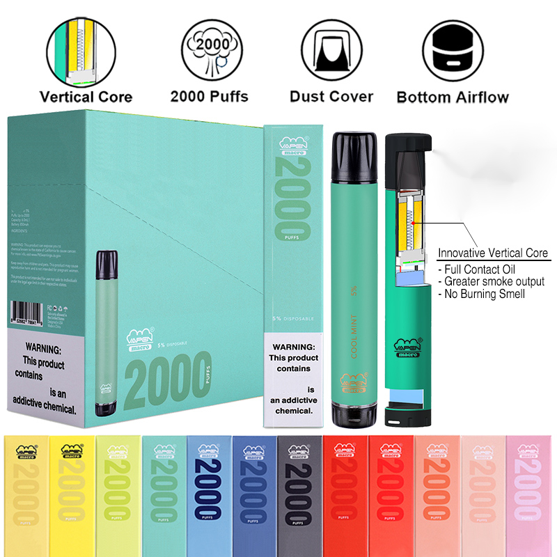 Hiteles VAPEN makro 2000 Puff Eldobható Vape Pen Függőleges Coil Plus XXL Xtra Extra Flex Vaporizer előretöltött rudak E Cigs párologtatók